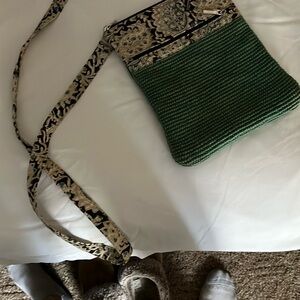 Green and Patterned Crossbody Bag